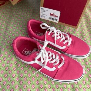 Vans Women's Bright Pink Lace-Up Sneakers